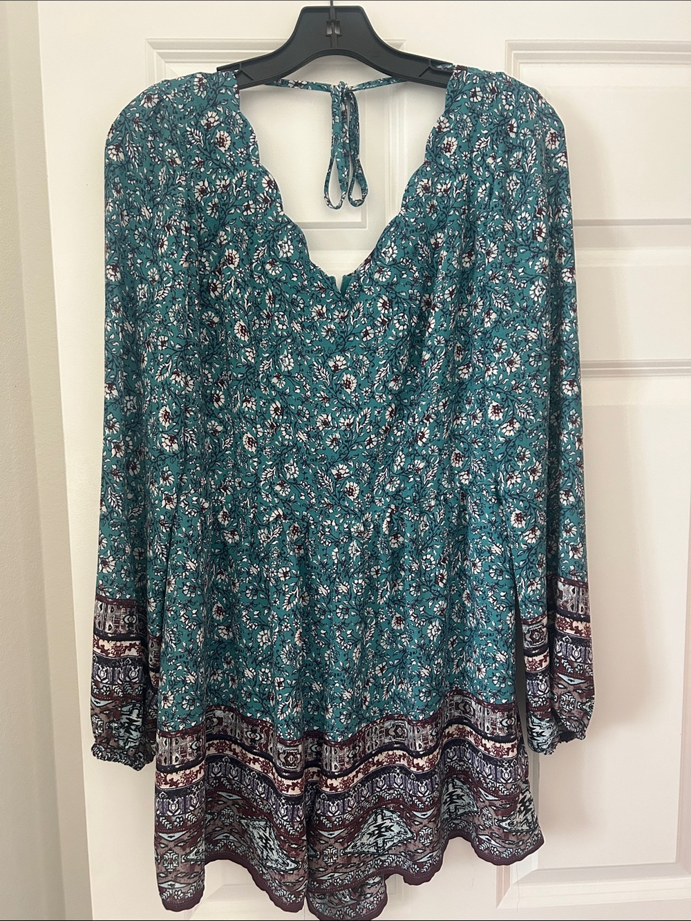 Teal Floral Boho short jumper/romper- Women